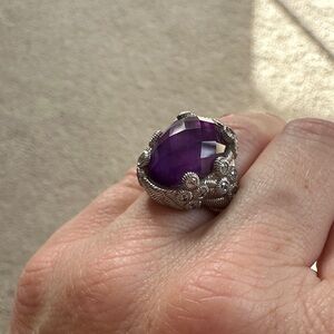 Judith Ripka Purple Gemstone Silver Ring